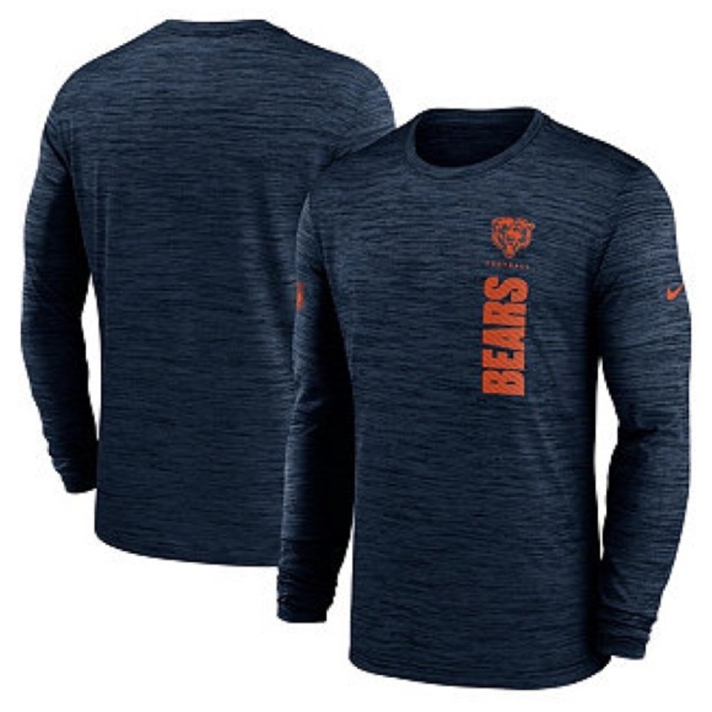 NWT Nike NFL‎ Men's Navy Chicago Bears Sideline Velocity Performance LS Size S